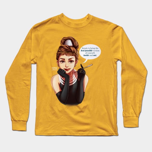 Audrey Hepburn Long Sleeve T-Shirt by art4anj